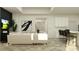 Bright living room with a modern open floor plan and light wood flooring at 9486 Gladsome Dr, Land O Lakes, FL 34637