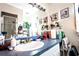 Bright bathroom with a shower, a large mirror, decor, and a stylish vanity with gold fixtures at 11411 N 19Th St, Tampa, FL 33612