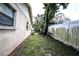 A spacious side yard that's grassy and provides ample space for outdoor activities and relaxation at 11411 N 19Th St, Tampa, FL 33612