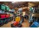 Attic with shelving and stored belongings at 11441 Hammock Oaks Ct, Lithia, FL 33547