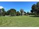 Expansive front lawn area with mature trees, a white picket fence, and blue skies at 11441 Hammock Oaks Ct, Lithia, FL 33547