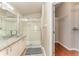 Beautiful bathroom with glass enclosed shower and modern vanity at 11620 Crest Creek Dr, Riverview, FL 33569