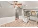 Open kitchen features granite countertops, island and tile flooring at 11620 Crest Creek Dr, Riverview, FL 33569