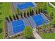 Aerial view of fenced pickleball courts providing a fun recreational amenity for the community at 3611 Natural Trace St, Plant City, FL 33565