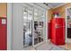 A cozy dining room with sliding glass door and vintage-style appliances at 4120 Tyndale Dr, Brandon, FL 33511