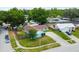 Overhead view of property showcasing the home, yard, driveway, and street access within the community at 509 Stone Dr, Brandon, FL 33510
