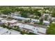 An aerial view showcasing a well-maintained neighborhood with tree-lined streets and tidy homes at 602 Mindy Dr, Largo, FL 33771