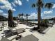 Pool deck with lounge chairs, umbrellas, and palm trees offering a relaxing oasis at 6444 Bar S Bar Trl, Zephyrhills, FL 33541