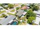 Bird's eye view of a home with a backyard, pool, and landscaping, complemented by a well-maintained neighborhood at 6875 11Th N Ave, St Petersburg, FL 33710
