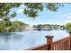 View of the lake and fountain from this stunning waterfront property at 8203 Kirkwood Dr, Tampa, FL 33634