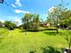 Lush front yard with meticulously maintained lawn and tropical landscaping, enhancing curb appeal at 9313 Lisbon St, Seffner, FL 33584