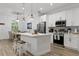 Modern kitchen with white cabinets, stainless appliances, and an island perfect for entertaining and meal prep at 11635 Willmington Blvd, Port Charlotte, FL 33981