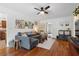 Bright living room showcasing hardwood floors and ample room for furnishings at 1408 Michigan Ave, Palm Harbor, FL 34683