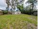 Expansive backyard featuring mature trees, a lush lawn, and a home with a white door at 1906 E 98Th Ave, Tampa, FL 33612