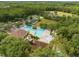Aerial view of the community's pool and playground surrounded by green space at 26501 Whirlaway Ter, Wesley Chapel, FL 33544