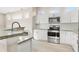 Modern kitchen featuring stainless steel appliances, white cabinets, and granite countertops at 3023 Minuteman Ln, Brandon, FL 33511