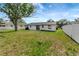 Expansive backyard featuring a well-maintained lawn and a charming single-Gathering home with sliding glass doors at 3929 Cochise Ter, Sarasota, FL 34233