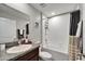 Bathroom with granite countertop vanity, and shower tub combo at 5043 White Chicory Dr, Apollo Beach, FL 33572