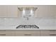 Kitchen gas range with marble backsplash and pot filler, complemented by neutral cabinetry and stainless steel range hood at 910 W Virginia Ave, Tampa, FL 33603