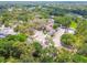 Bird's eye view of homes surrounded by mature trees, featuring a community pool and well-maintained landscaping at 9473 N Forest Hills Pl, Tampa, FL 33612