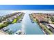 Aerial view of the intercoastal and the associated boat docks, community, and landscaping at 101 Marina Del Rey Ct, Clearwater, FL 33767