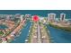 Magnificent aerial view of the canal front homes and boat docks in gated community at 101 Marina Del Rey Ct, Clearwater, FL 33767