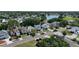 Scenic aerial view showcasing a tranquil neighborhood with beautiful homes, green spaces, and a serene lake in the background at 10775 Glen Ellen Dr, Tampa, FL 33624