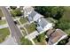 Aerial view of suburban homes with manicured lawns and mature landscaping, offering a serene and picturesque neighborhood setting at 10775 Glen Ellen Dr, Tampa, FL 33624