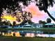 Picturesque waterfront view at sunset, highlighting vibrant colors reflecting off the calm water and surrounding homes in a tranquil setting at 10775 Glen Ellen Dr, Tampa, FL 33624
