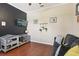 Comfortable living room featuring a dark accent wall and stylish furnishings at 11029 Lynn Lake Cir, Tampa, FL 33625