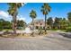 Elegant home featuring a circular driveway, water fountain, and lush palm trees, set against a bright, sunny sky at 14634 Mirasol Manor Ct, Tampa, FL 33626
