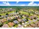 Aerial view of a Gathering-friendly neighborhood complete with beautiful landscaping and mature tree coverage at 23325 Abercorn Ln, Land O Lakes, FL 34639