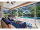 Relaxing screened patio with comfortable seating and view of pool area at 2903 Manor Ridge Pl, Valrico, FL 33596