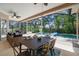 Screened patio with outdoor dining area, ceiling fan and view of sparkling private pool at 2903 Manor Ridge Pl, Valrico, FL 33596