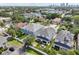 Aerial shot of stylish homes featuring verdant lawns, white fences, and charming backyard details at 307 S Arrawana Ave # 100, Tampa, FL 33609