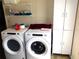 Efficient laundry area with a modern washer and dryer, plus storage cabinets at 36901 Tara Ave, Zephyrhills, FL 33542