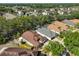 Overhead perspective of multiple homes, surrounded by trees, some with pools and screened enclosures at 8916 Southbay Dr, Tampa, FL 33615