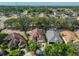 Expansive aerial view of three homes featuring well-maintained landscaping and mature trees at 8916 Southbay Dr, Tampa, FL 33615