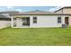 Well-maintained backyard features lush green lawn, patio, and newly painted exterior at 10111 Tuscan Sun Ave, Riverview, FL 33578