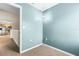 View into bedroom; note neutral carpeting and pale blue walls at 10511 Waterview Ct # 10511, Tampa, FL 33615