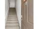 Carpeted staircase with white railings leading upstairs from entry at 10511 Waterview Ct # 10511, Tampa, FL 33615