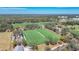Overhead view showcasing multiple sports fields within a community, set against a lush green backdrop at 15922 Fishhawk Creek Ln, Lithia, FL 33547