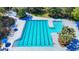Overhead shot of a large, inviting swimming pool with lap lanes and lounge chairs at 15922 Fishhawk Creek Ln, Lithia, FL 33547