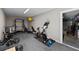 Well-equipped home gym featuring various exercise machines, weights, and a rubber floor for a complete workout experience at 16315 Lonely Ln, Odessa, FL 33556