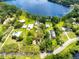 Waterfront homes along a pristine lake with lush landscaping and mature trees, a peaceful retreat at 16603 Hutchison Rd, Odessa, FL 33556