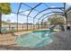 Sparkling pool inside screened enclosure features slide and comfortable seating at 1700 Ironwood E Ct, Oldsmar, FL 34677