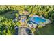 An aerial view showcases the community pool, playground, dog park and clubhouse at 17724 Daisy Farm Dr, Lutz, FL 33559