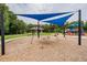 A blue shade cover protects community playground swings, with picnic area and play structure nearby at 17724 Daisy Farm Dr, Lutz, FL 33559