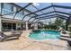 Enclosed pool area with a slide, spa, and lounge chairs, offering a luxurious outdoor experience at 17724 Daisy Farm Dr, Lutz, FL 33559