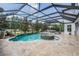 Screened-in pool with slide, hot tub, and lounge area in backyard perfect for entertaining at 17724 Daisy Farm Dr, Lutz, FL 33559